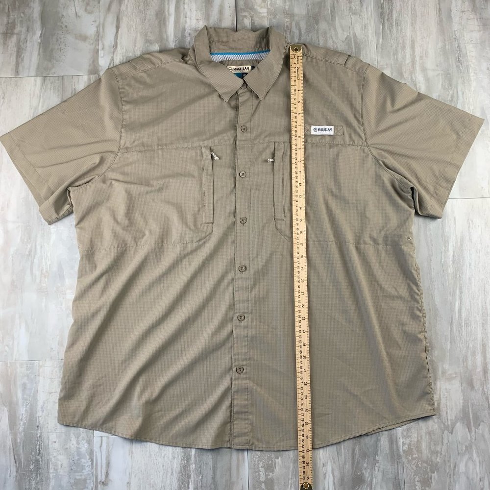 Magellan Outdoors Fish Gear Loose Fit Shirt 3XL Tan Vented Short Sleeve